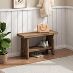 Solid Wood Entryway Bench - 31.5" Farmhouse Small Storage Bench, Rustic Narrow Bench Seat For Indoor, Entryway, Dining Room, Living Room And Hallway, Brown