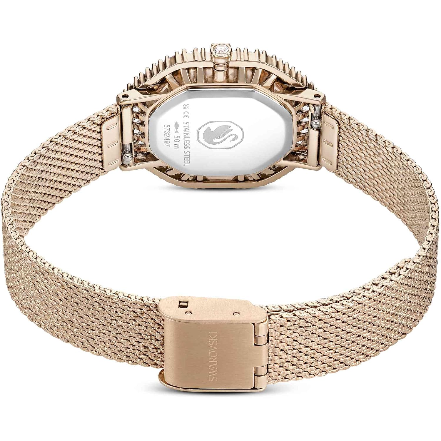 Swarovski Matrix Octagon Watch, Swiss Made, Clear Crystals, Gold-Tone, Stainless Steel Finishes