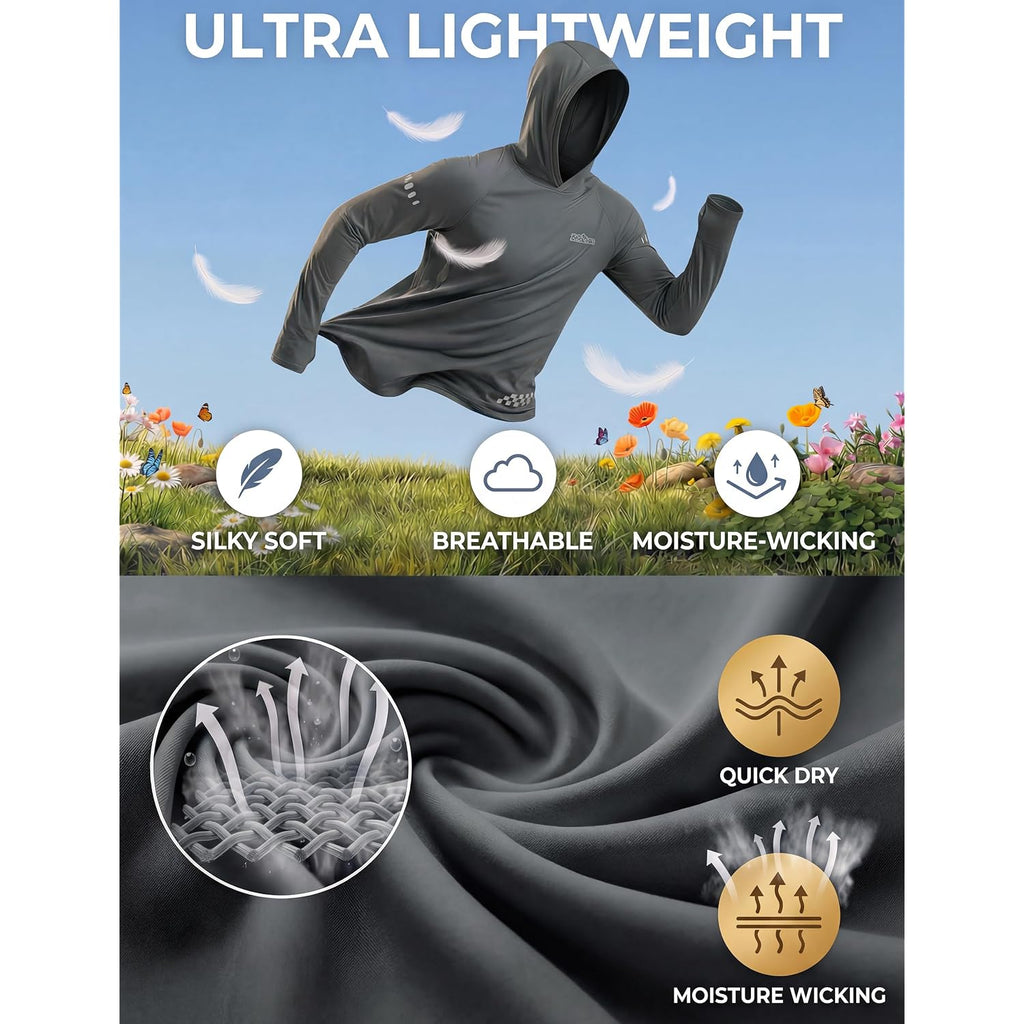 3 Pack Upf 50+ Sun Protection Mens Hoodie Long Sleeve Spf Fishing Shirt Swim Rash Guard Athletic Workout Tops