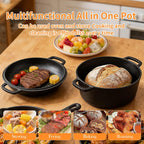 Pre-Seasoned Cast Iron Dutch Oven for Bread Baking - incl. Sourdough Bread-Baking Supplies like Proofing Basket, 2-in-1 Dutch Oven Pot with Skillet Lid and Dual Handles, Sour Dough Tools, Lame, 5QT