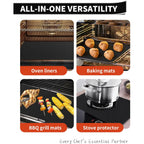 Oven Liners for Bottom of Oven - 2 Pack Large Heavy Duty Oven Mats, 17"x 25" Reusable Matt Liner for Electric, Gas, Toaster Ovens & Grills, BPA & PFOA Free, Kitchen Essentials, Black