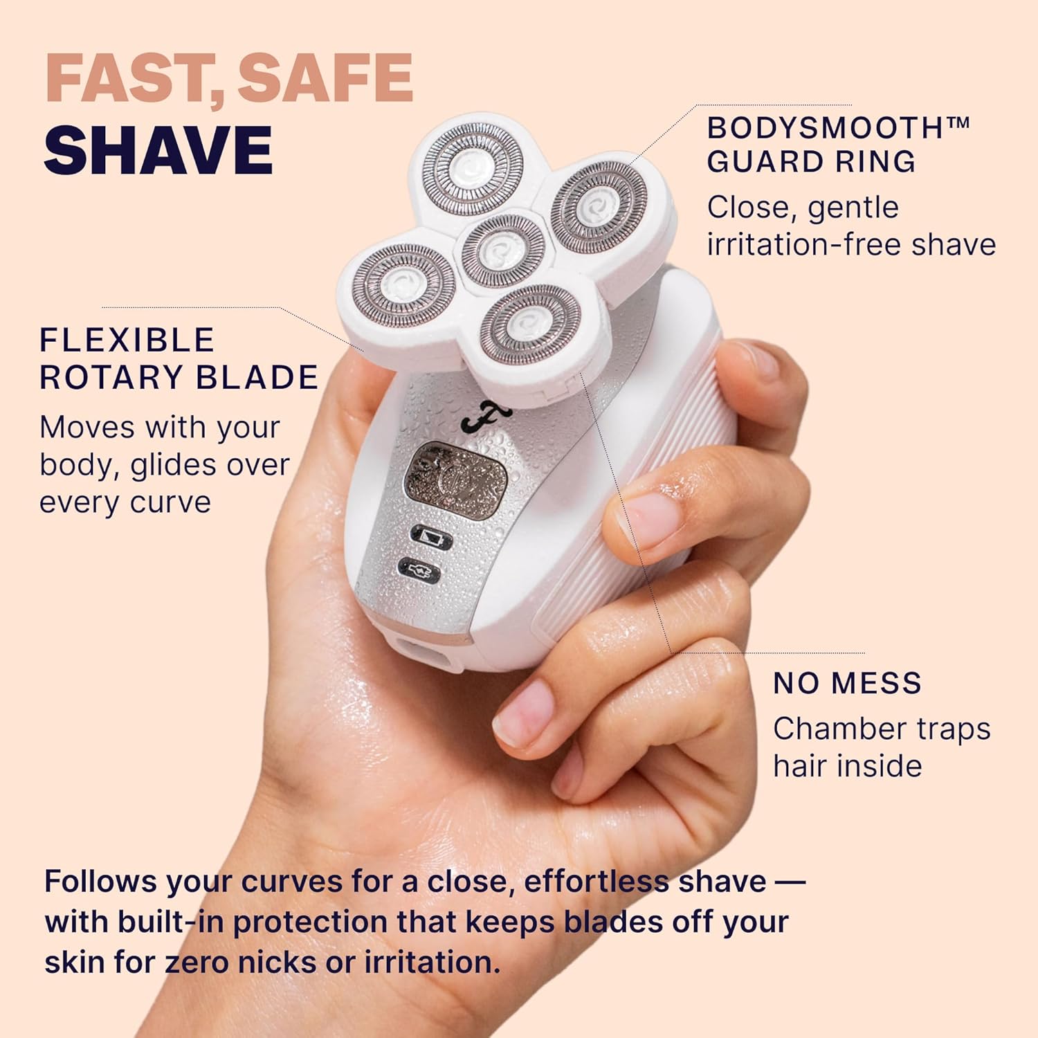 Freebird FlexSeries Electric Shaver for Women - Smooth, Effortless Shaving in 90 Seconds - Cordless Wet/Dry Body Razor for Legs, Arms & Bikini Line - Includes Bikini Trimmer & Exfoliation Brush