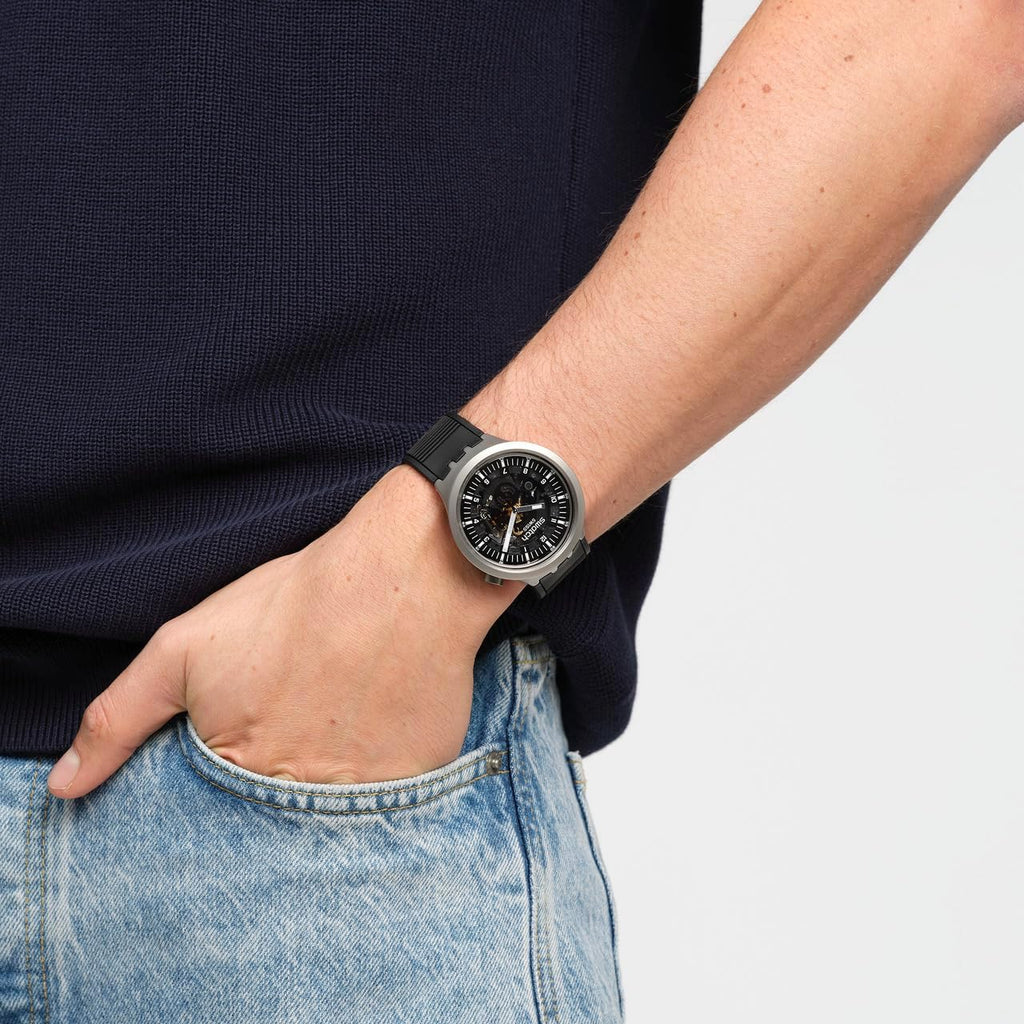 Swatch Big Bold Irony Lacquered Unisex Watch Casual Polymer Black Automatic Waterproof Dark Irony