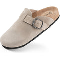 Fitory Womens Clogs Slip-On Potato Shoes Leather Mules With Suede Cork Footbed Size 6-11