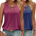 Kilisu 2 Pack Womens Tank Tops Summer Tank Tops For 2026 Cut Out Ring Keyhole Neck Sleeveless Fashion Cute Tee Shirts Clothes
