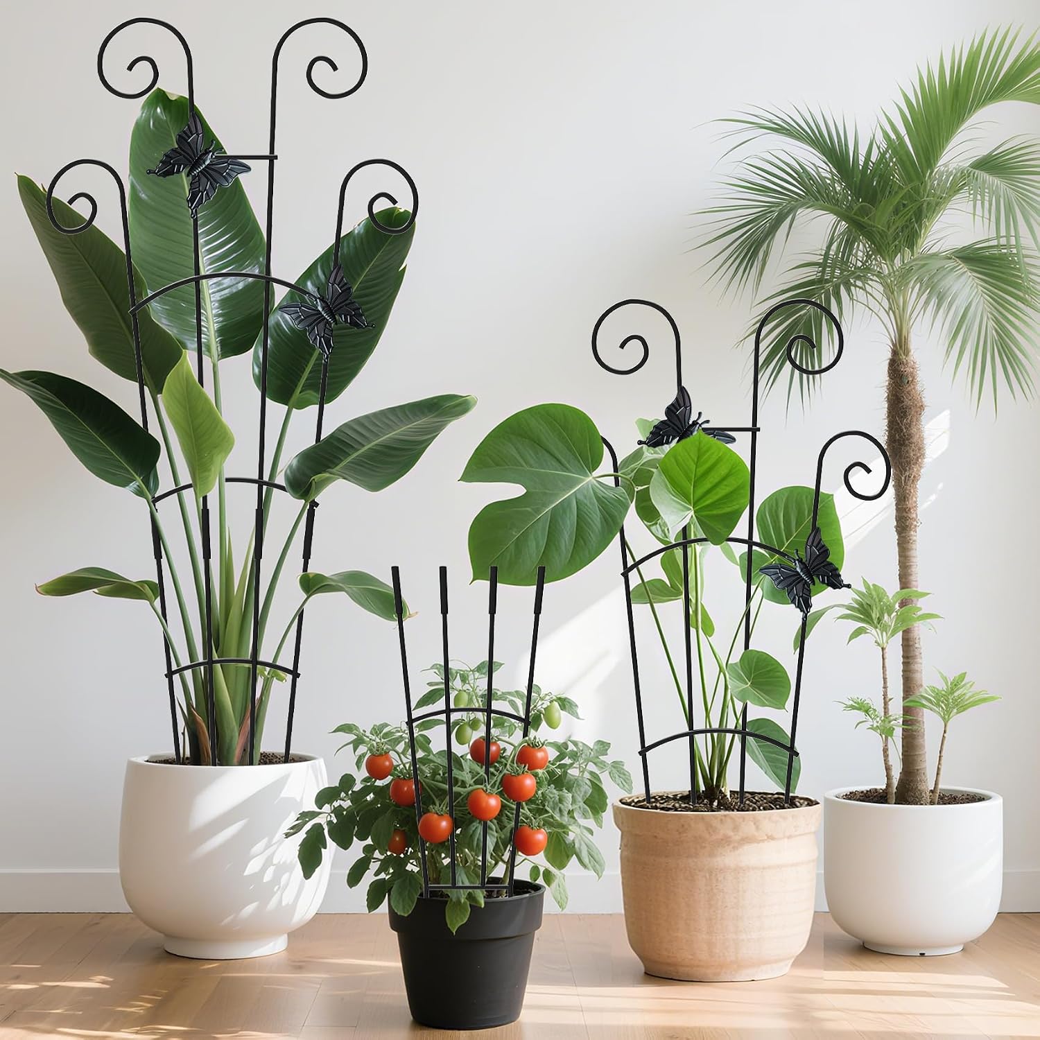 2 Pack 30 Inch Taller Plant Trellis For Potted Climbing Plants Indoor,Expandable Metal Garden Trellis For Climbing Plants,Flowers Vine Ivy, Sturdy Houseplant Support For Potted Plants With Ties