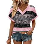 Womens Summer Tops Rolled Short Sleeve V Neck Shirts Casual Dressy Business Work Blouses Outfits