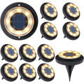 Solar Lights Outdoor Waterproof - 2-In-1 Solar Powered Ground Lights Outdoor Solar Disk Light Landscape Light For Deck Step Patio Yard Pathway Walkway Driveway Garden (Warm White, 12 Pack)