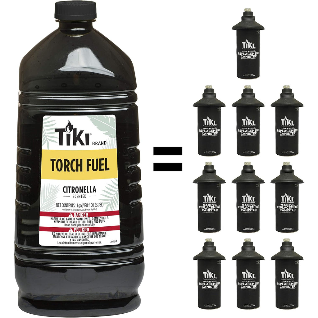Tiki Citronella Torch Fuel - 1 Gallon (128 Oz.), Easy Pour, Long-Lasting For Outdoor Torches & Table Torches, With Citronella & Lemongrass Oil, For Patio, Garden & Backyard Use