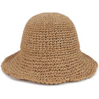 Womens Sun Hat Straw Bucket Hat Wide Brim Foldable Beach Hat Travel Summer Cap Upf 50+