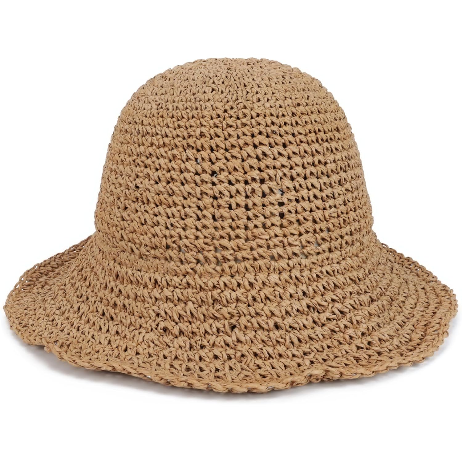 Womens Sun Hat Straw Bucket Hat Wide Brim Foldable Beach Hat Travel Summer Cap Upf 50+