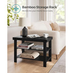 SONGMICS Shoe Rack Bench, 3-Tier Bamboo Shoe Storage Organizer, Entryway Bench, Holds Up to 286 lb, 11.3 x 27.6 x 17.8 Inches, for Entryway Bathroom Bedroom, Ink Black ULBS04H