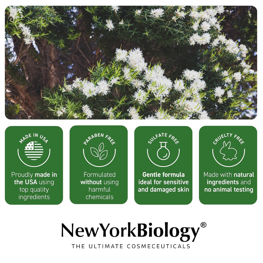 New York Biology Tea Tree Body Wash For Men And Women - Moisturizing Body Wash Helps Soothe The Skin - Refreshing And Hydrating Cleanser For Body And Feet - 16.9 Fl Oz