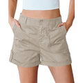 Shorts for Women High Waisted Dressy Casual Summer Elastic Waist Comfy Rolled Hem Stretch Twill Pocket Shorts