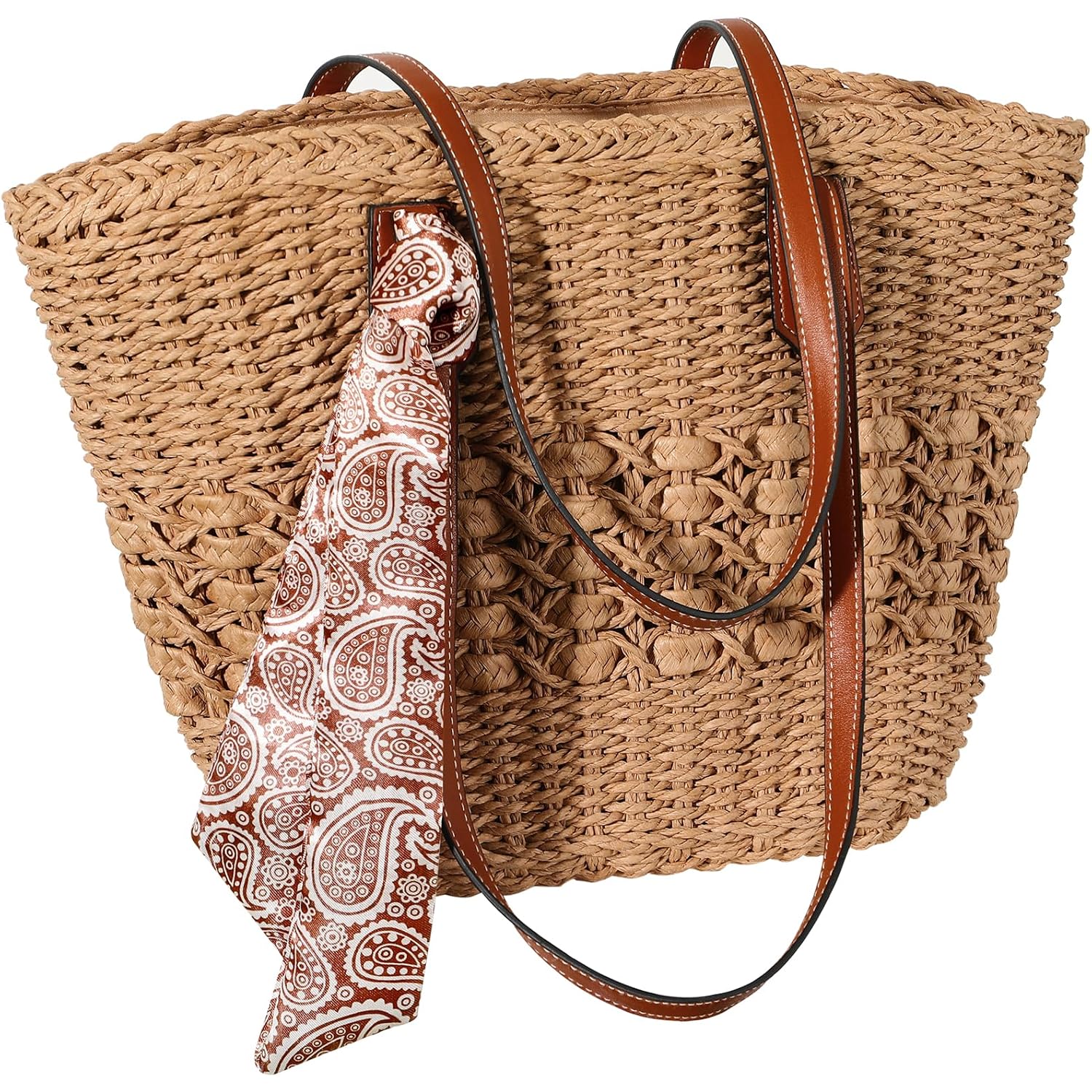 Trifabricy Beach Bags For Women, Summer Straw Bag, Woven Straw Beach Tote Bag Shoulder Handbags
