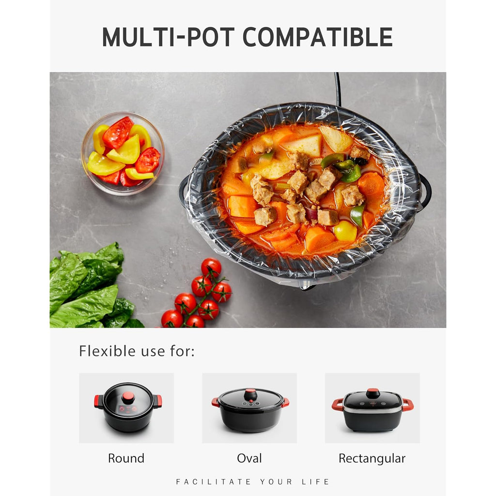 Syntus Crock Pot Liners, 20 Count 13" x 21" Large Size Slow Cooker Liners Fits 3-8 Quart Pots, Disposable Cooking Bags Suitable for Oval & Round & Retangular Crock Pot