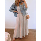 Caracilia Womens Maxi Dresses Gingham Spaghetti Strap Back Smocked Flowy Long Sundress Summer Beach Vacation Clothes 2026