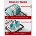 Sakugi Dish Drying Rack in Sink - Expandable Stainless Steel Dish Rack Over the Sink, Kitchen Sink Drain Strainer with Cutlery Holder & Cup Holders, 15.4 x 9.8 x 3.0 Inch, Black