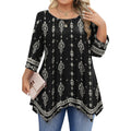 IN'VOLAND Plus Size Tops for Women 3/4 Sleeve Shirts Tunic Tops to Wear with Leggings Loose Fit Summer Fall Clothes