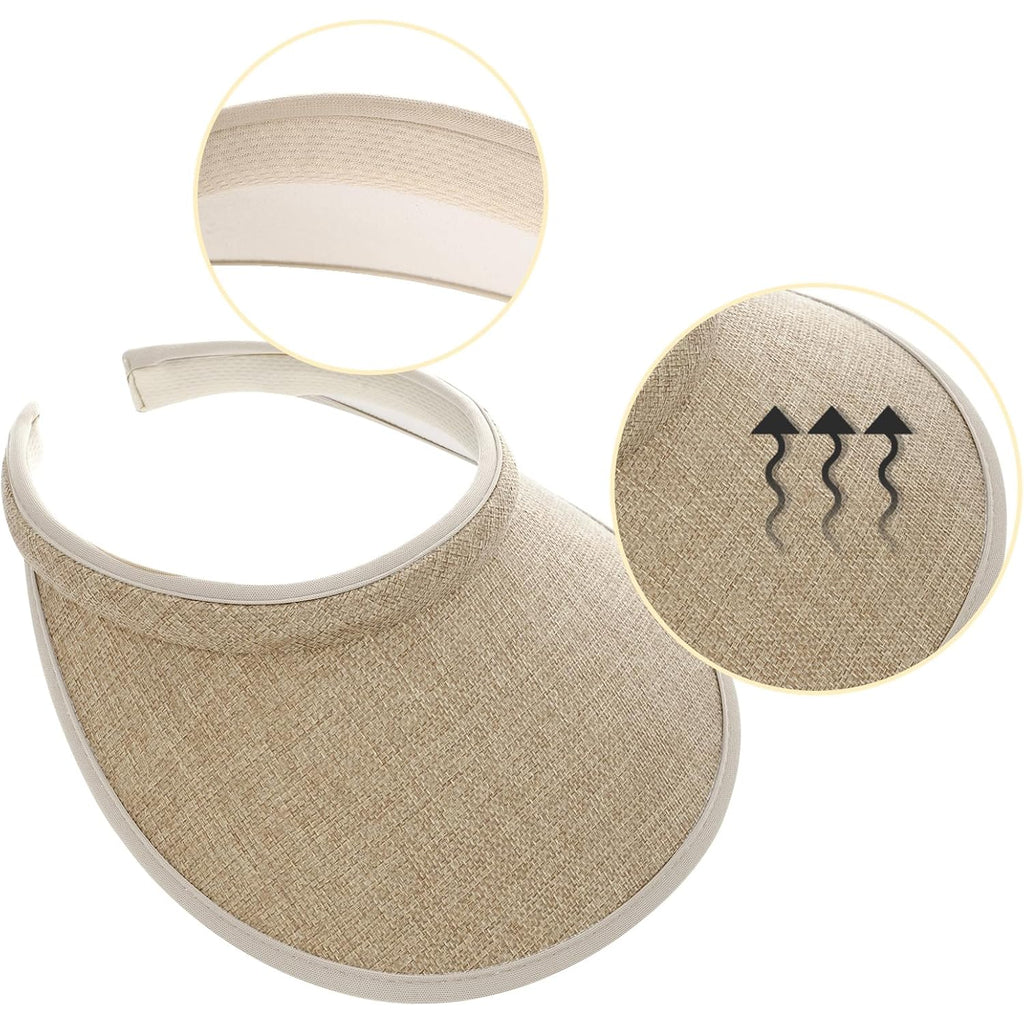 4Pcs Slip On Sun Visor Hats for Women UV Protection, Clip On Wide Brim Golf Visors for Summer Sports Travel Outdoor Activity