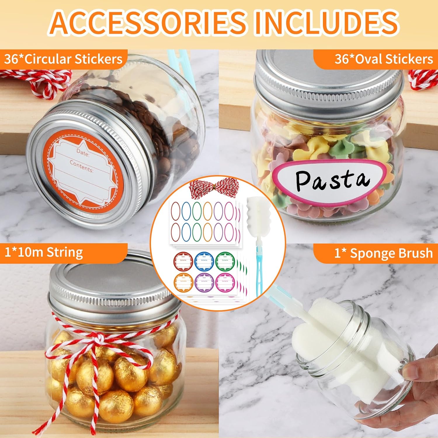 30 Pack Mason Jars 8 Oz With Regular Lids And Bands, Half Pint Canning Jars, Small Glass Jars For Honey Jelly Jam Crafts