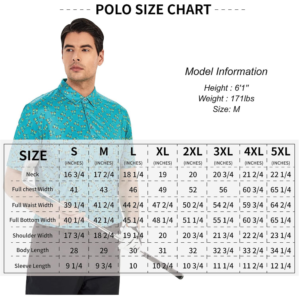 Damipow Premium Golf Shirts For Men Dry Fit Performance Polo Short Sleeve Collared Shirt