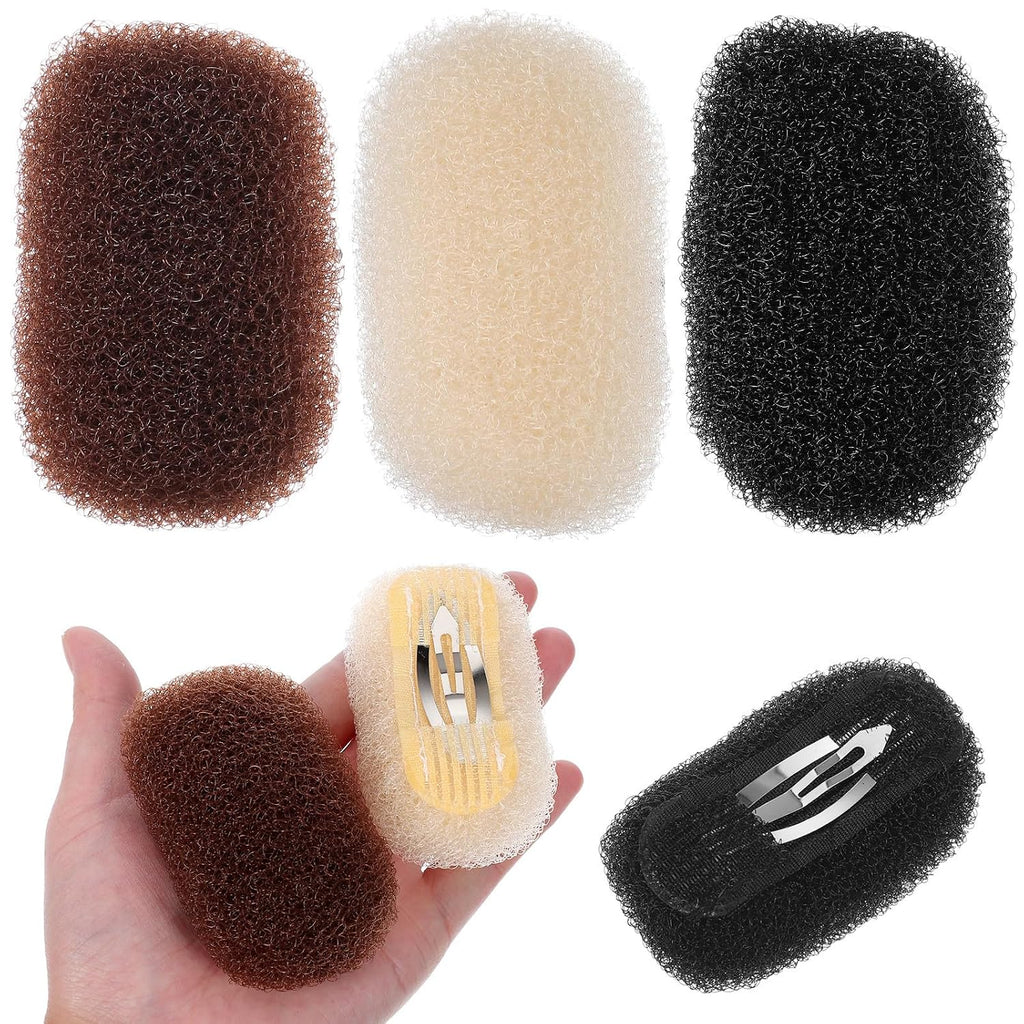 Beaupretty 3Pcs Volume Bump Up Hair Sponge Inserts And Puff Cushion Clips - Hair Styling Tools For Women Girls
