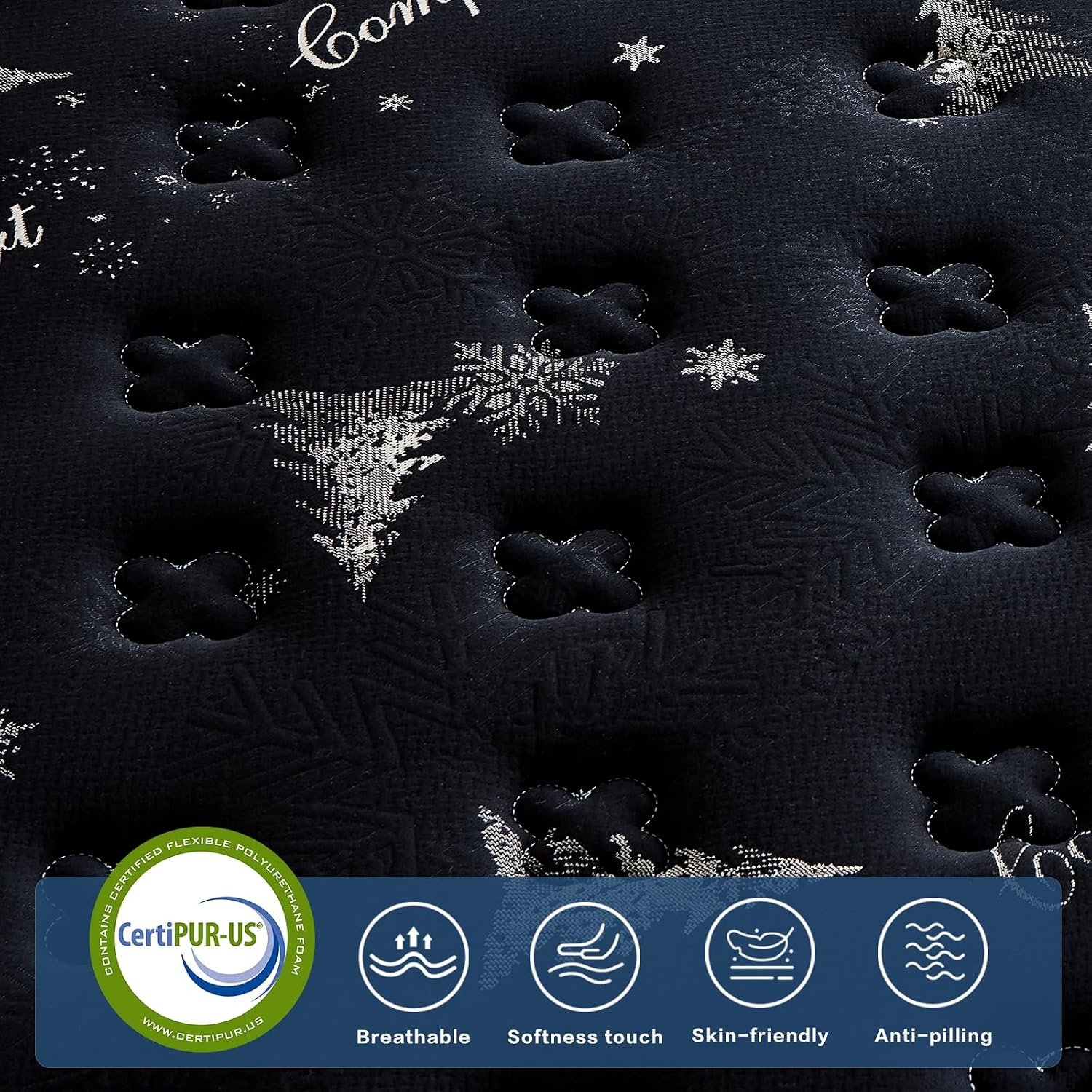 Queen Mattress 12 Inch, Cooling Hybrid Bed In A Box, 7-Zones Individual Pocket Spring, Mattress Queen For Back Pain Relief & Motion Isolation, Fiberglass-Free, Certipur-Us, 365-Night Trial