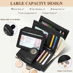 Celestial Moon Small Rfid Wallet Women, Pu Leather Bifold Zipper Coin Pocket Compact Cash Credit Card Holder Purse, Cute Travel Wallet For Female Ladies Teen Girls, 4 Id Window 14 Card Slots