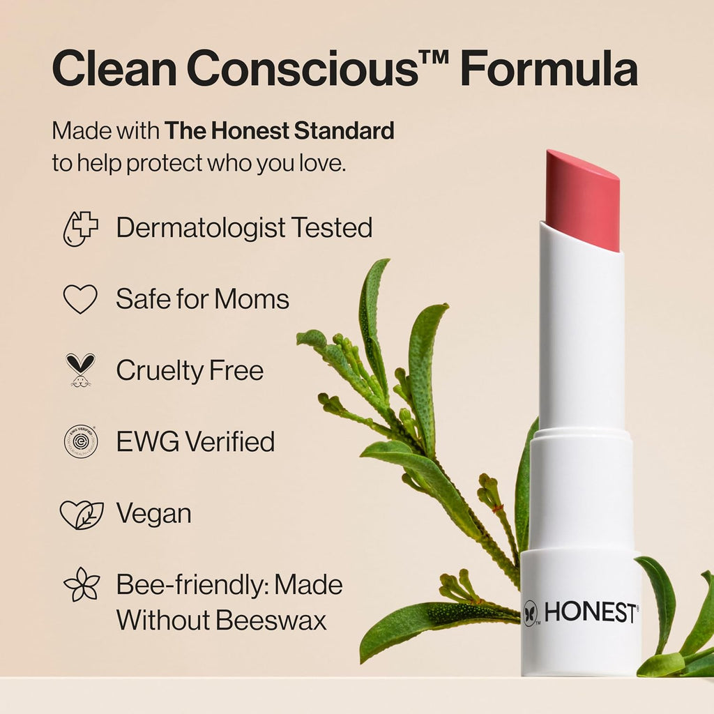 Honest Beauty Moisturizing Vegan Tinted Lip Balm, Antioxidant-Rich, Acai Extracts, Avocado Oil, Paraben-Free, Cruelty Summer, Melon
