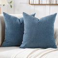 Decorative Chenille Throw Pillow Covers 24X24 Cushion Case Steelblue | Pack Of 2 Square Soft Cozy Concise Modern Farmhouse Fall Pillow Covers For Sofa Couch Bed Living Room Home Decor