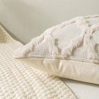 Set Of 2 Soft Moroccan Throw Pillow Covers 18X18 Inch Plush Boho Decorative Pillow Cover Accent Cushion Case For Couch Sofa Bed, Beige