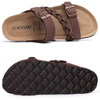 Kidmi Women'S Cork Footbed Sandals With Arch Support Comfortable Slip-On Slide Sandals With Adjustable Buckle For Summer