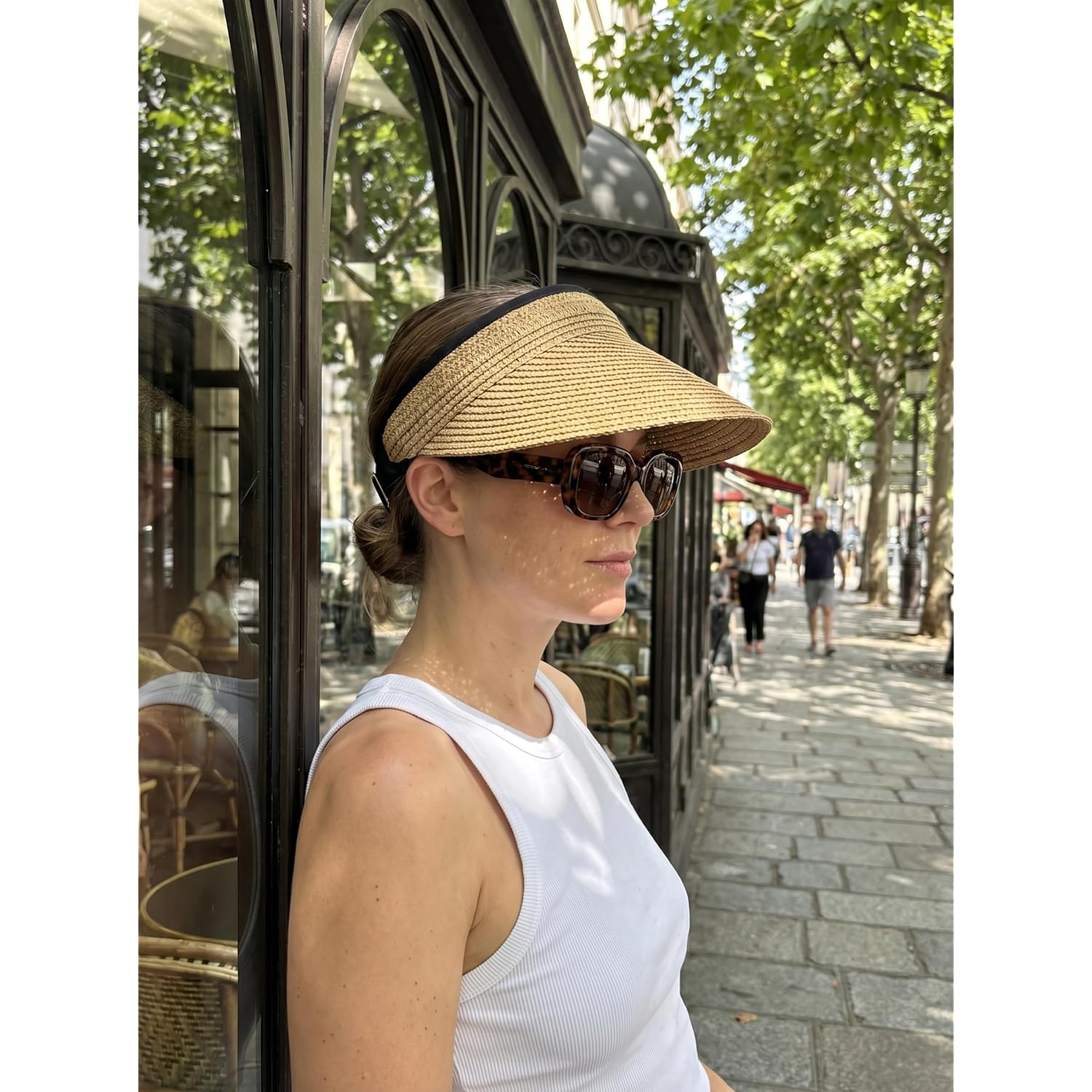 Sun Visor Hat for Women Summer Beach Vacation Essential Ponytail Friendly Travel Foldable Packable UPF 50+