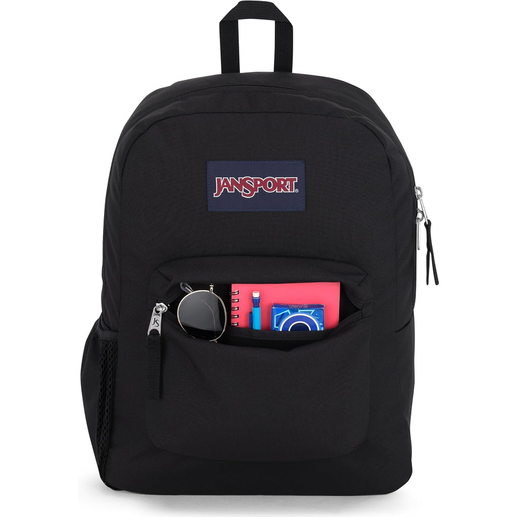 Jansport Cross Town Backpack 17" X 12.5" X 6" - Simple Bag For Everyone With 1 Main Compartment, Front Utility Pocket - Premium Class Accessories - Black