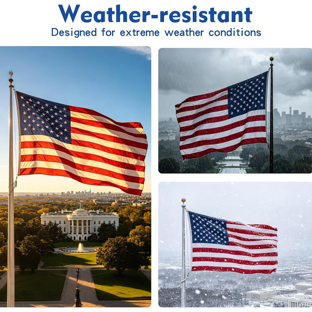 American Flags For Outside 3X5, Heavyduty Spun Polyester American Flag For High Wind Outdoor, Uv Protected/Sewn Stripes/Embroidered Stars/Brass Grommets, Us Flag Built For The Toughest Conditions (3X5 Foot)