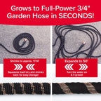 Pocket Hose 50 Ft Copper Bullet Expandable Garden Hose W/10 Pattern Thumb Spray Nozzle As Seen On Tv 650Psi 3/4 In Patented Lead-Free Ultra-Lightweight Solid Copper Anodized Aluminum