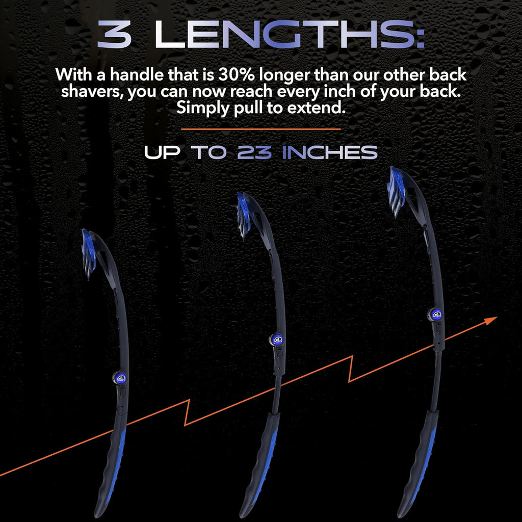 baKblade 3.0 Back Shaver – 23" Handle – Includes 3 Extra Blade Refills – Pain-Free Shave for Men