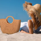 Frienda Straw Tote Bag Summer Beach Bag Handmade Straw Rattan Woven Handbag For Women Travel