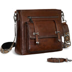 Iswee Soft Leather Crossbody Bags For Women Shoulder Handbags Multi Pocket Travel Purse With Adjustable Strap Medium Size