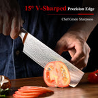 Sunnecko Japanese Nakiri Knife 7 Inch - 15° Edge Carbon Steel Chef Knife Full Tang Forged Blade Vegetable Cleaver with Sheath, Kitchen Gift for Home Cooks & Pros, Father's Day Box