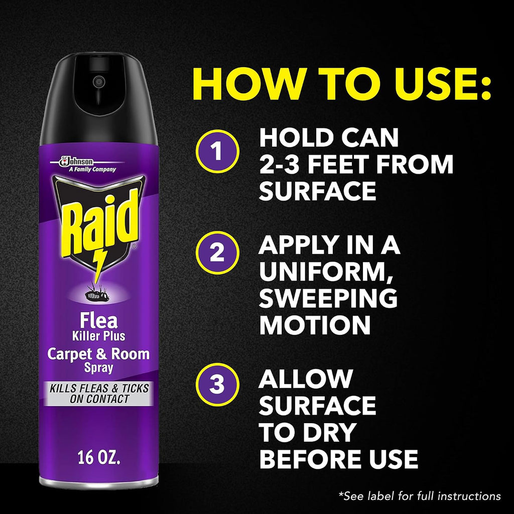 Raid Flea Killer Carpet & Room Spray, Kills Hatching Eggs For Up To 4 Months, 16 Oz