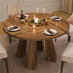 Idealhouse 47" Round Dining Table For 4-6, Farmhouse Wood Kitchen Table | Accent Furniture With Wooden Tabletop & 4 Sturdy Legs, Circle Dinner Table For Dining Room, Living Room, Walnut