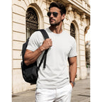Eklentson Men'S Cotton Crewneck T-Shirts Short Sleeve Plain Tee Moisture Wicking Casual Tshirts Solid Color