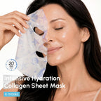 Maree Collagen Facial Mask With Hyaluronic Acid — Sheet Face Mask Skincare — Centella Asiatica, Green & Red Algae Extract — Hydrating Facemask For Women Skin Care — Mascarillas Para La Cara — 6 Count