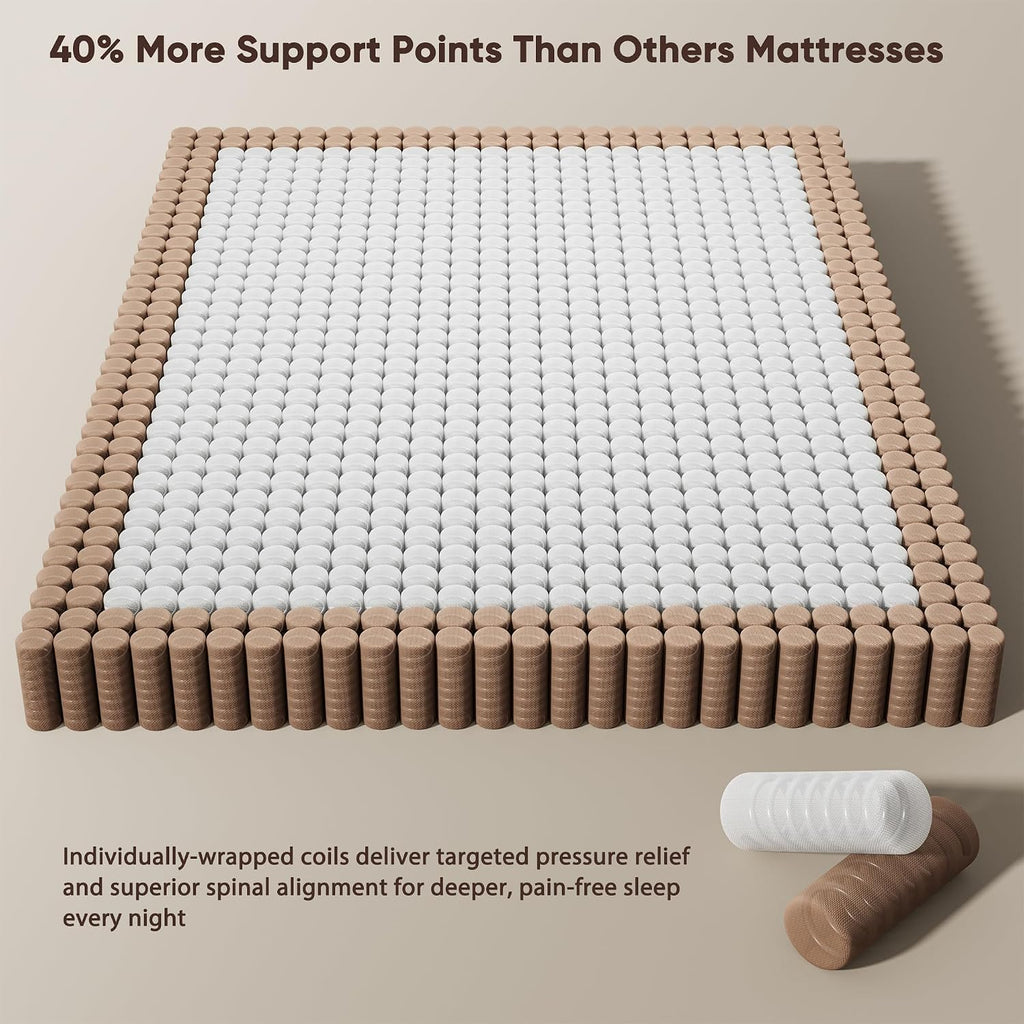 Queen Hybrid Mattress 12 Inch In A Box, Cooling Gel Memory Foam & Pocket Springs, Medium Firm, Pressure Relief & Motion Isolation, Extra Edge Support, Fiberglass Free, All Sleep Positions, Pillow Top