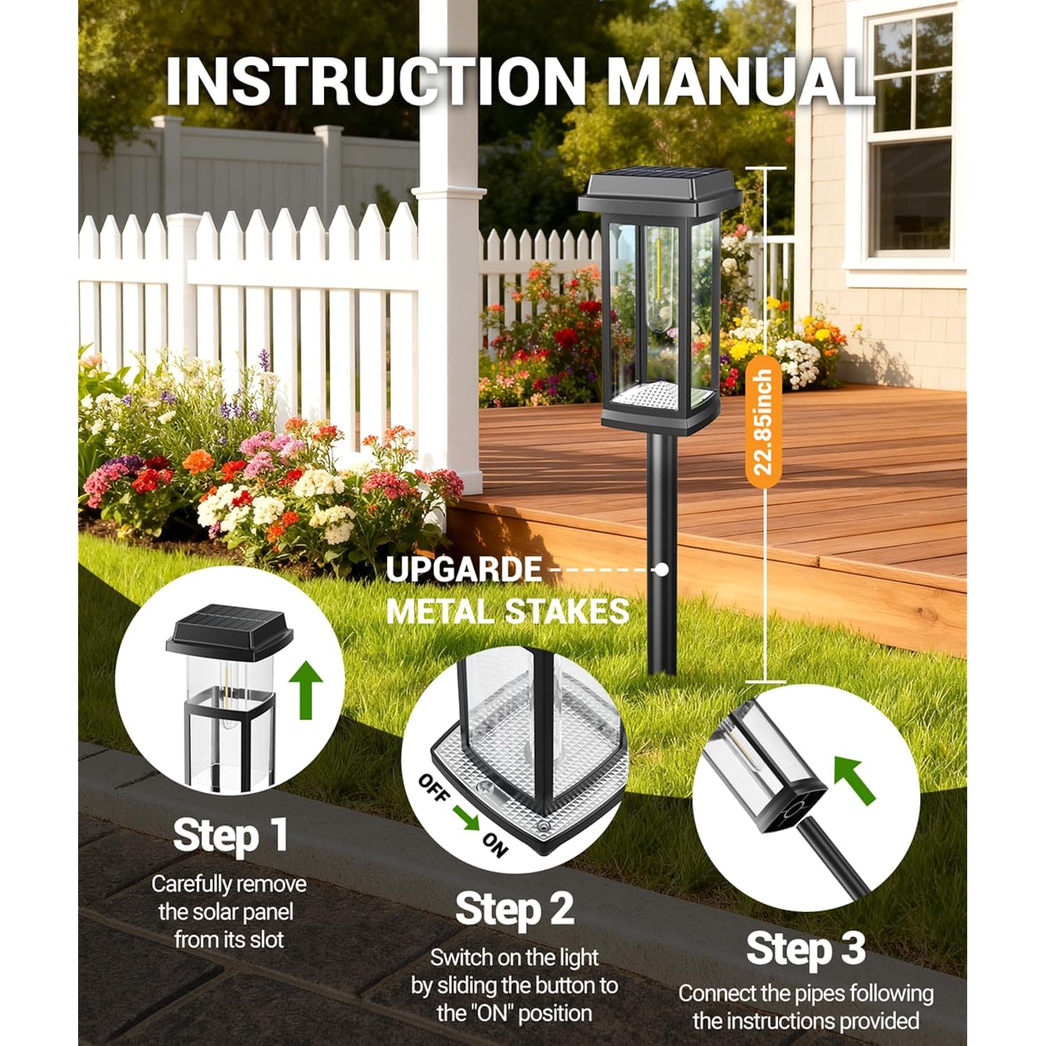 Solar Pathway Lights Outdoor, 8 Pack Upgraded Solar Garden Lights Solar Powered, Solar Lights Outdoor Waterproof Ip65, 15 Hours Outdoor Solar Lights For Yard Patio Landscape Walkway Driveway Decor