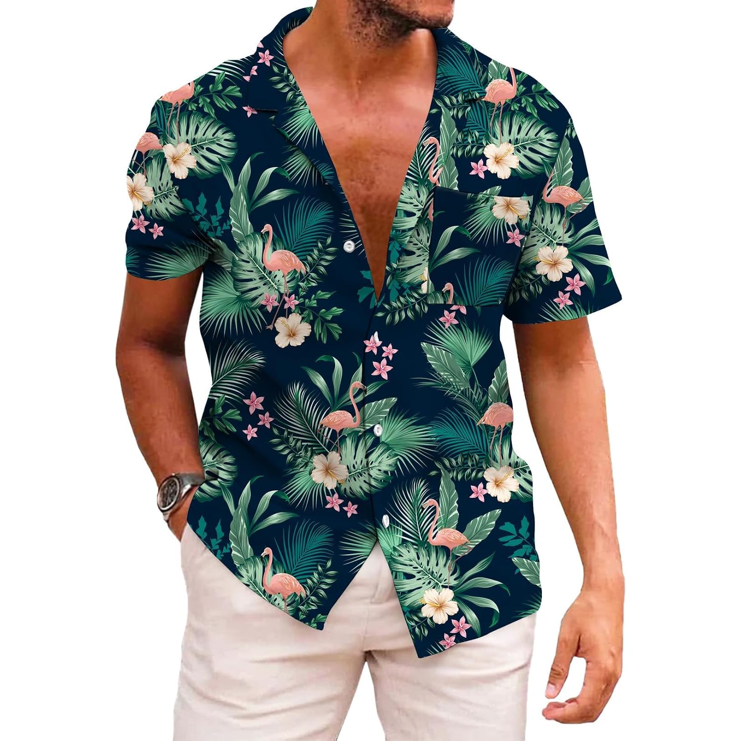 Kyku Funky Hawaiian Shirt For Men Palm Beach Shirts Tropical Vacation Clothes