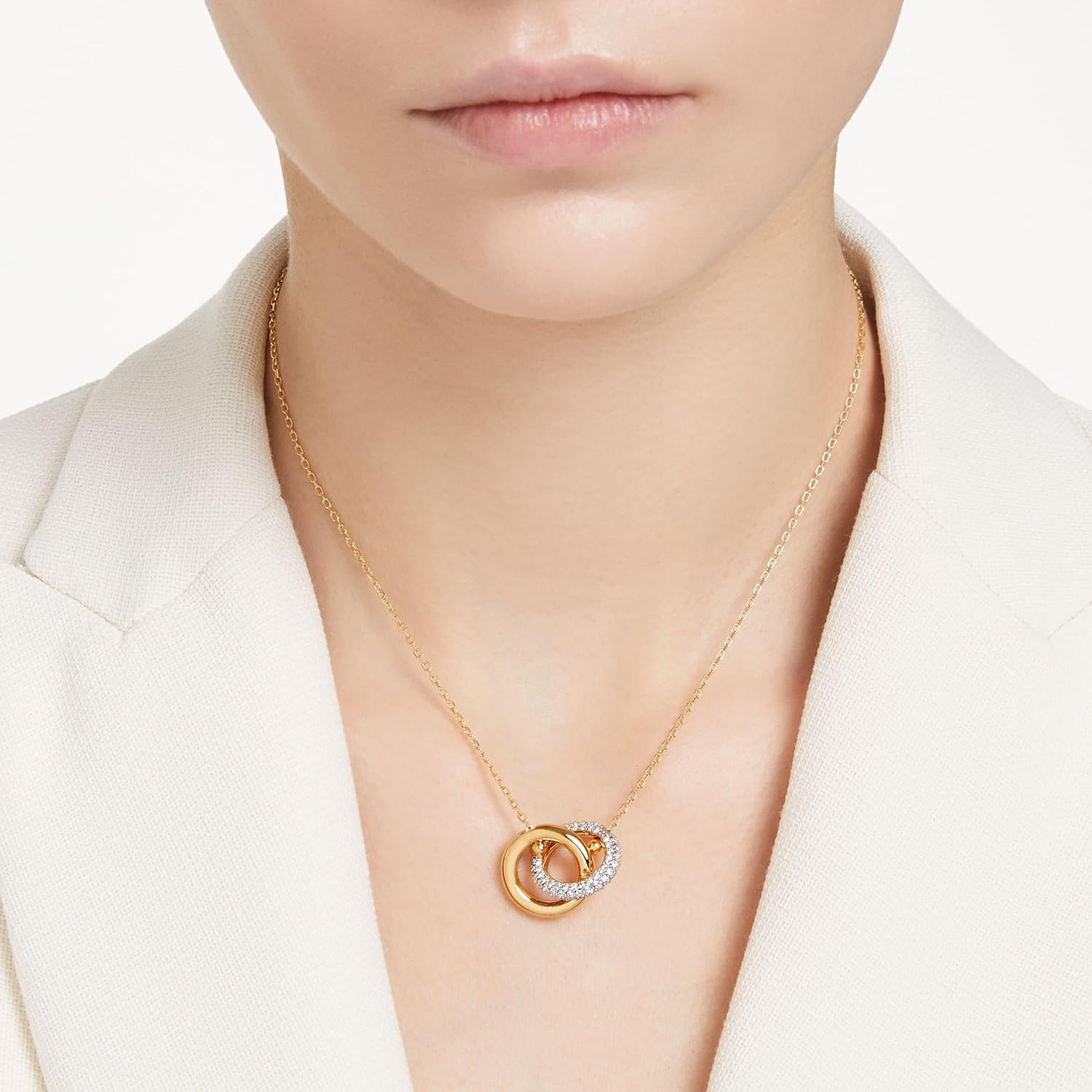 Swarovski Dextera Pendant Necklace with Interlocking Loop and Clear Crystals