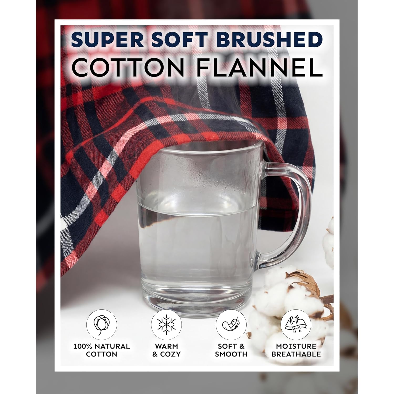 Andrew Scott Men'S 4 Pack Cotton Flannel Super Soft Woven Boxer Shorts